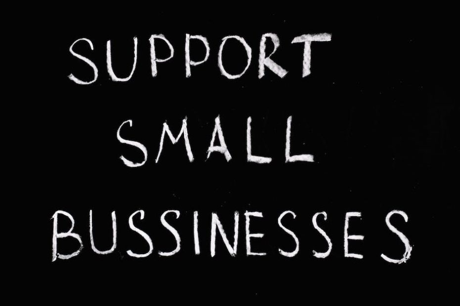 Support Small Businesses Lettering Text on Black Background