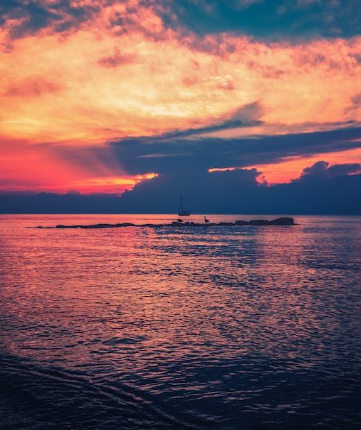 Seascape at sunset time in evening